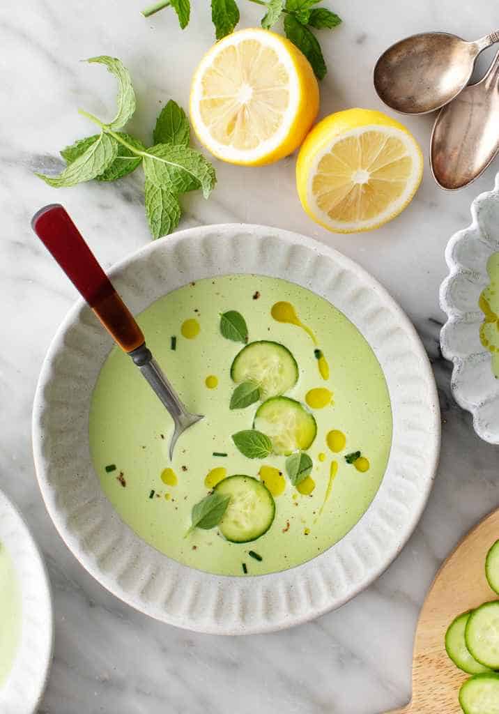 Chilled Cucumber-Mint Soup with Yogurt and Lime