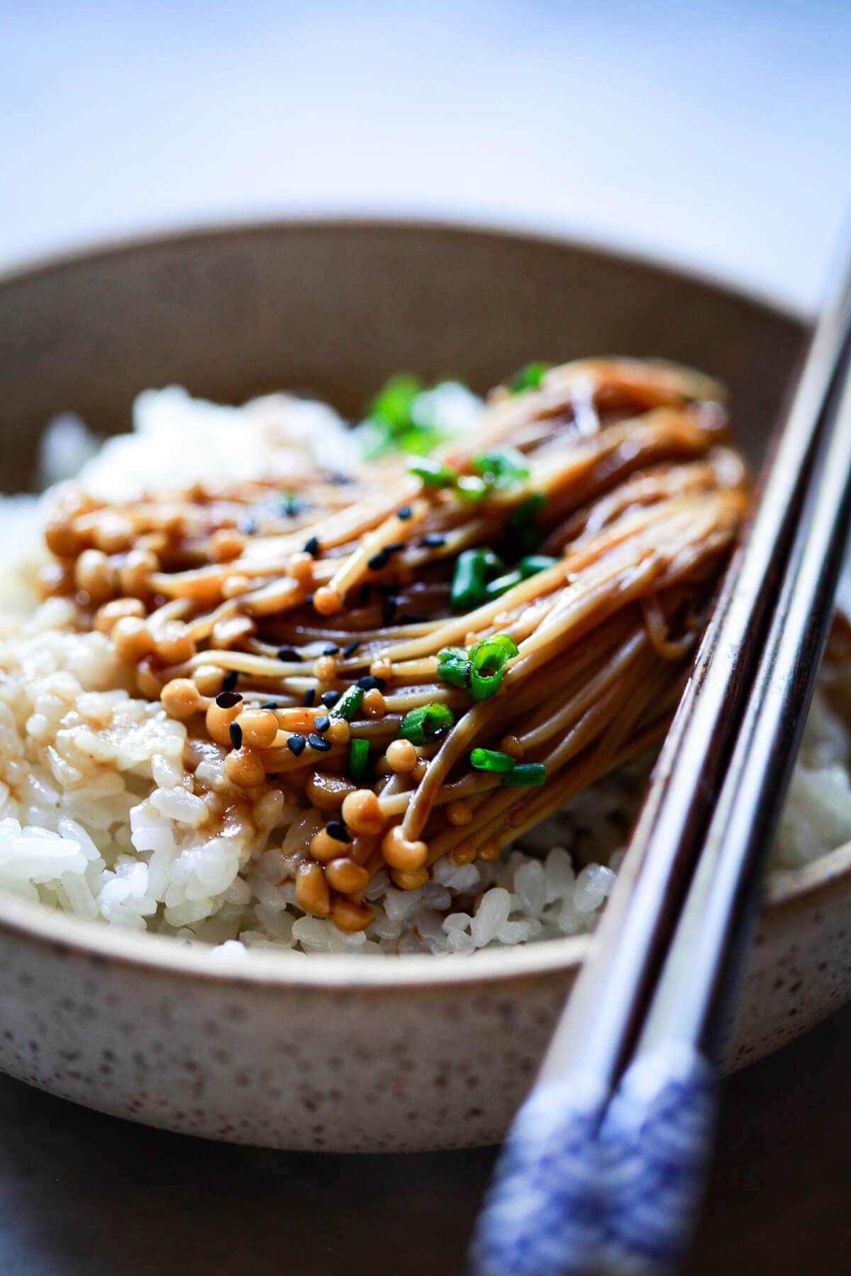 Teriyaki Sautéed Enoki Mushrooms with Scallions