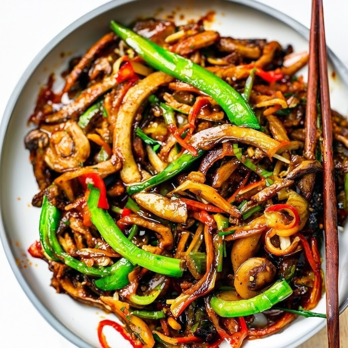 Spicy Enoki Mushroom Stir-Fry with Garlic and Chili