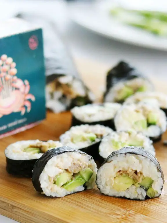 Enoki Mushroom and Avocado Sushi Roll