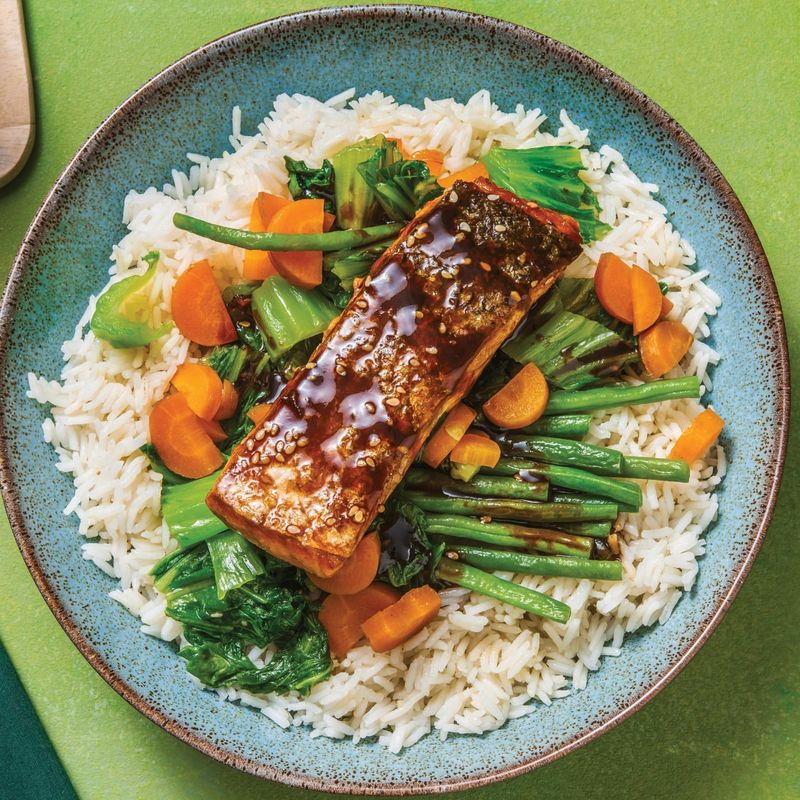 Ginger-Soy Glazed Salmon with Sesame Spinach Stir-Fry