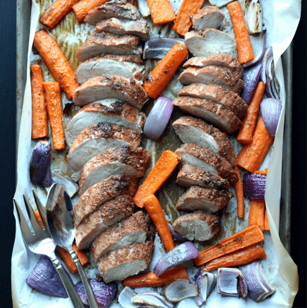 Sheet Pan Moroccan-Spiced Pork Tenderloin with Roasted Carrots and Cauliflower