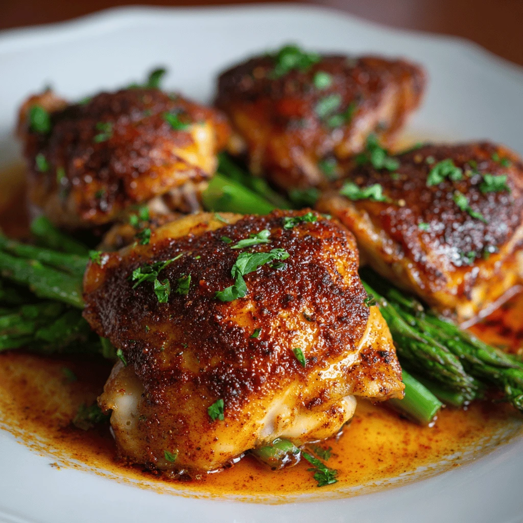 Pan-Roasted Chicken Thighs with Smoky Paprika and Roasted Peppers