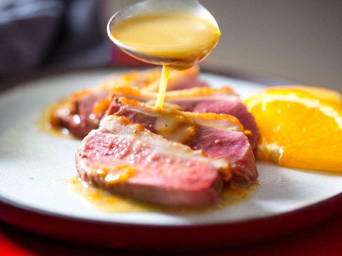 Pan-Seared Duck Breast with Spiced Peach Gastrique