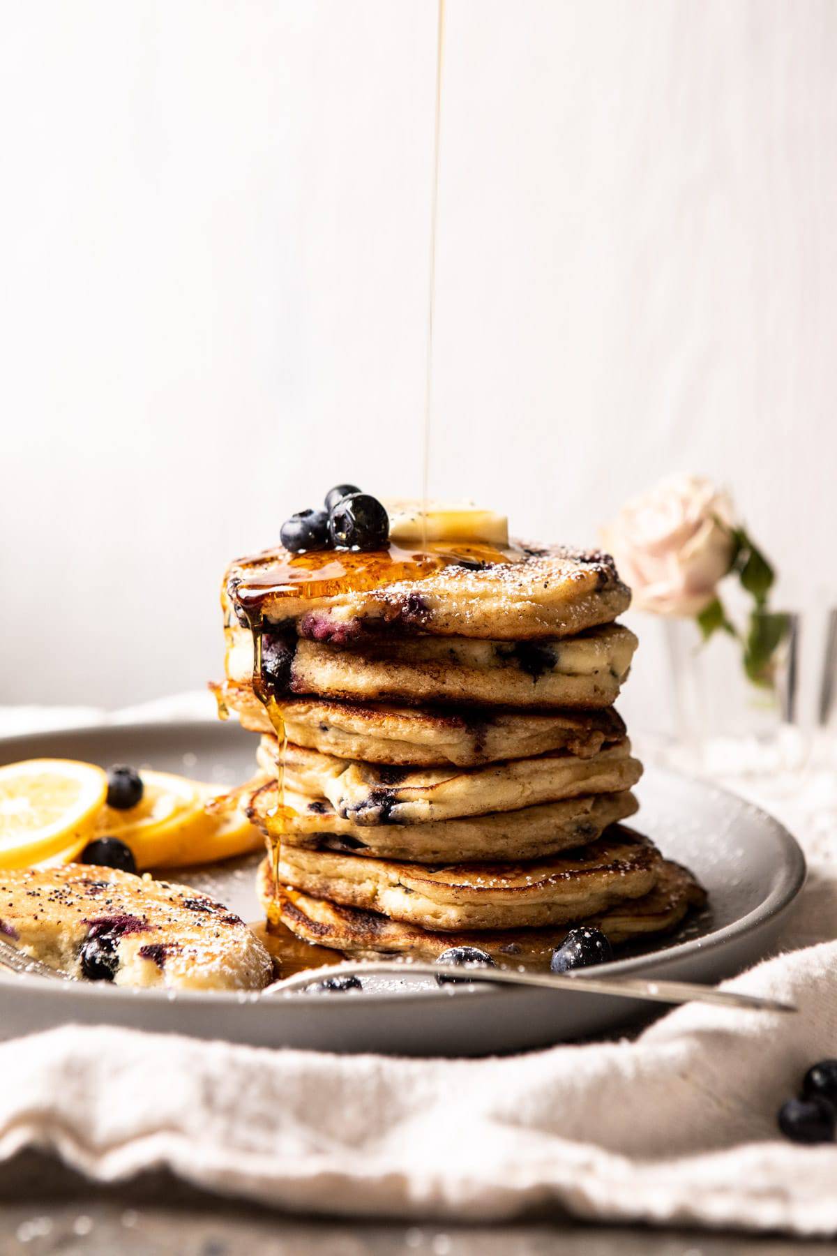 Lemon-Ricotta Pancakes with Blueberry Compote