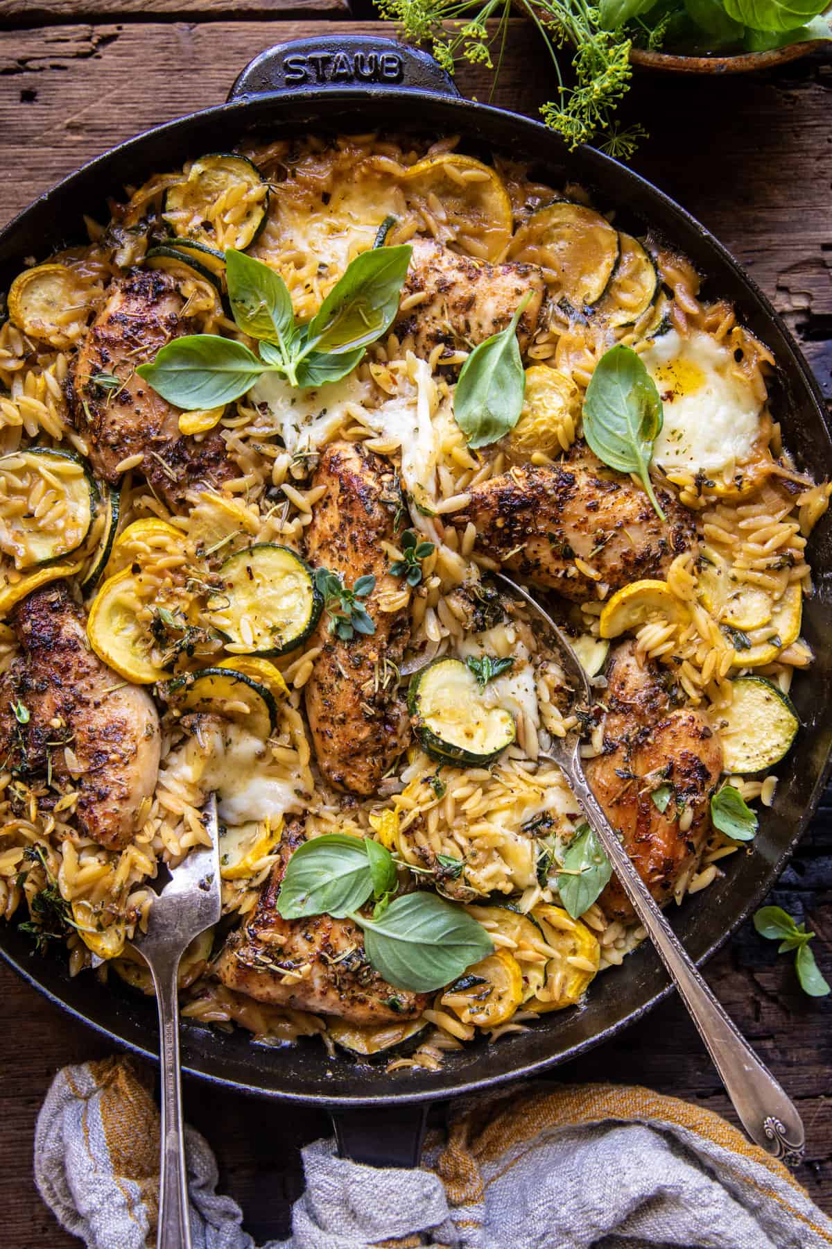 Oven-Baked Herb Chicken Thighs with Zucchini Noodles