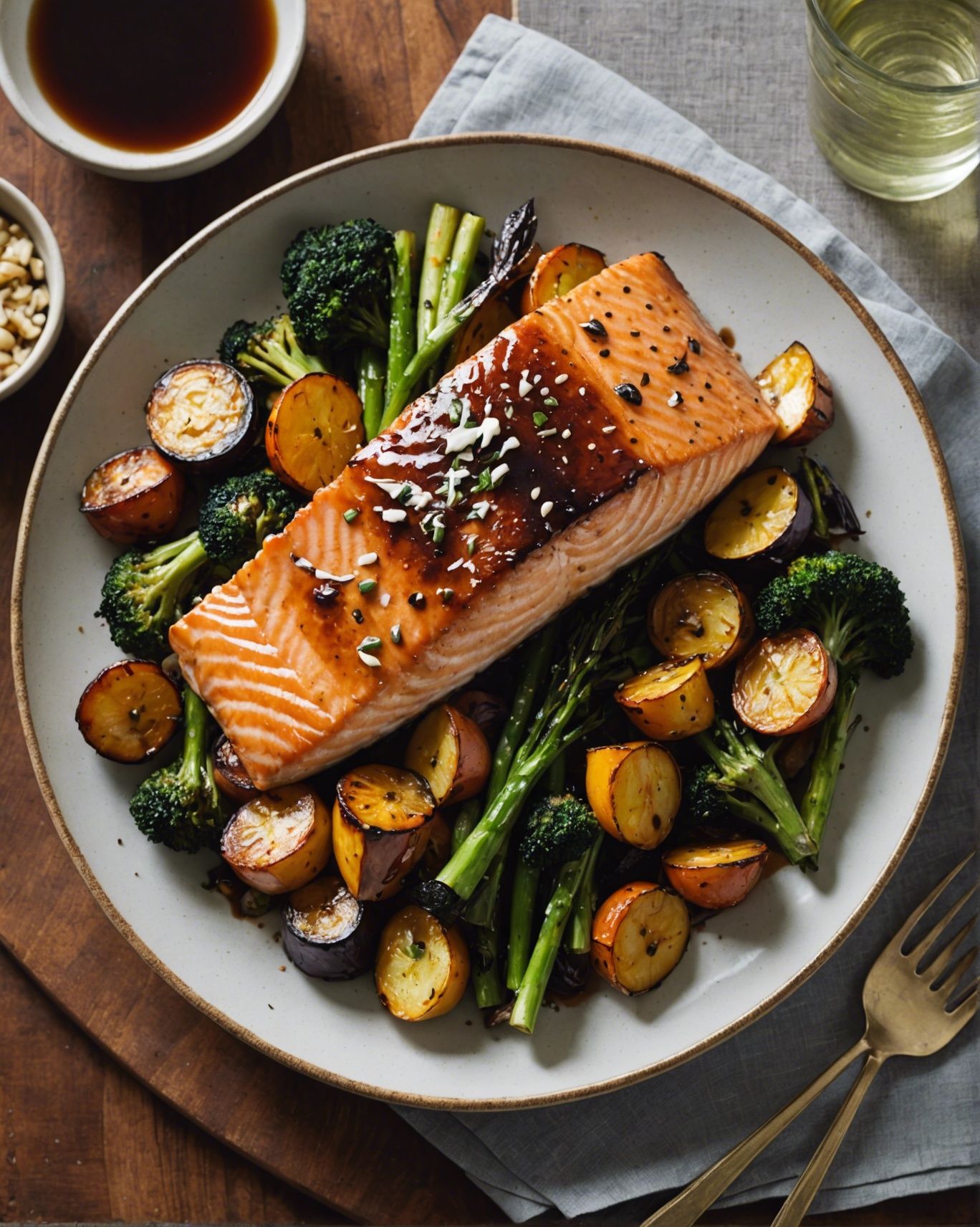 Spiced Sioux Falls Honey-Glazed Salmon with Roasted Vegetables