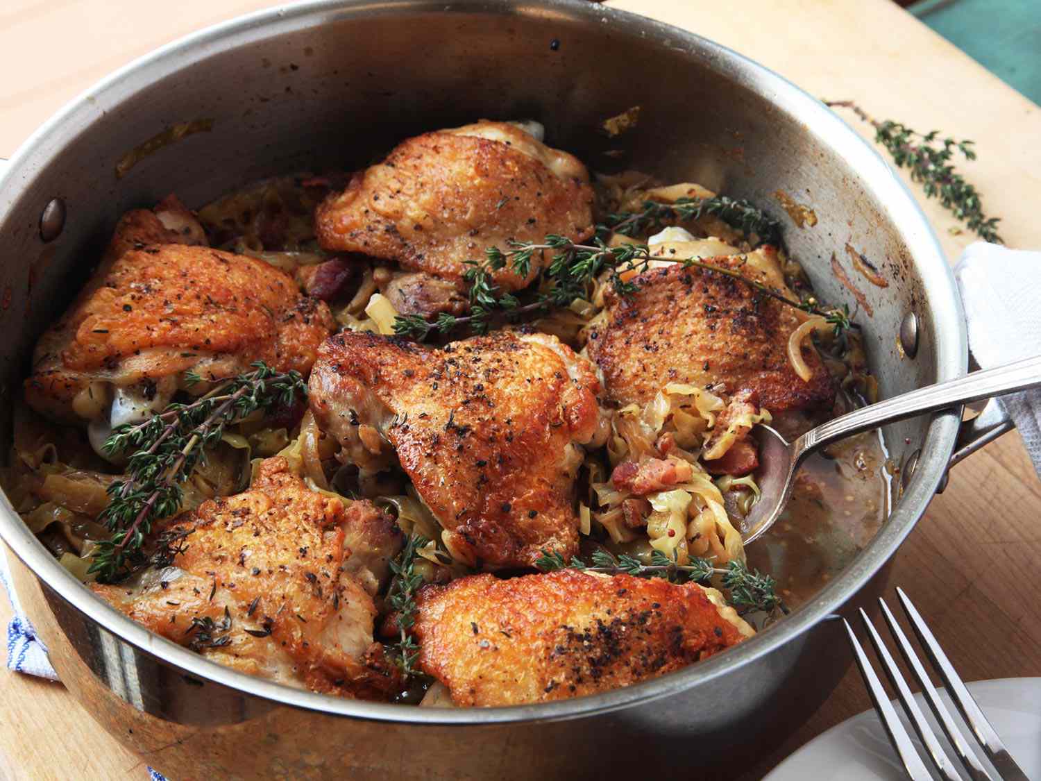 Pan-Roasted Chicken Thighs with Braised Red Cabbage