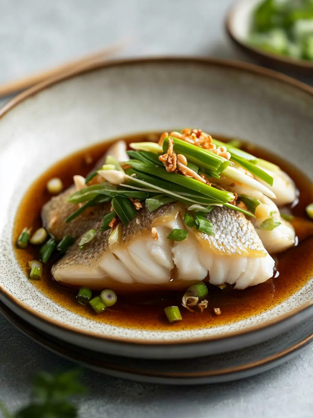Clear Broth Cantonese Steamed Fish with Ginger and Scallion