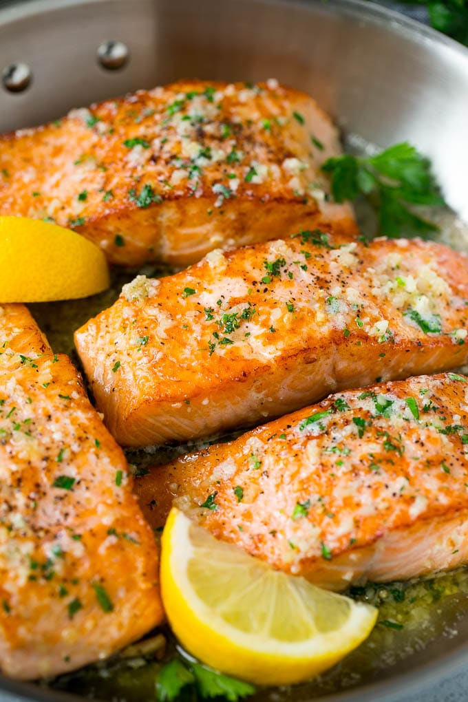 Pan-Seared Salmon with Garlic Butter and Basil