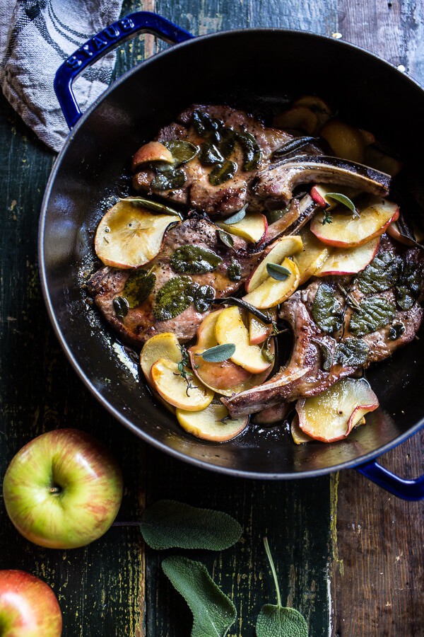Pan-Fried Pork Chops with Sage and Apple Cider Reduction