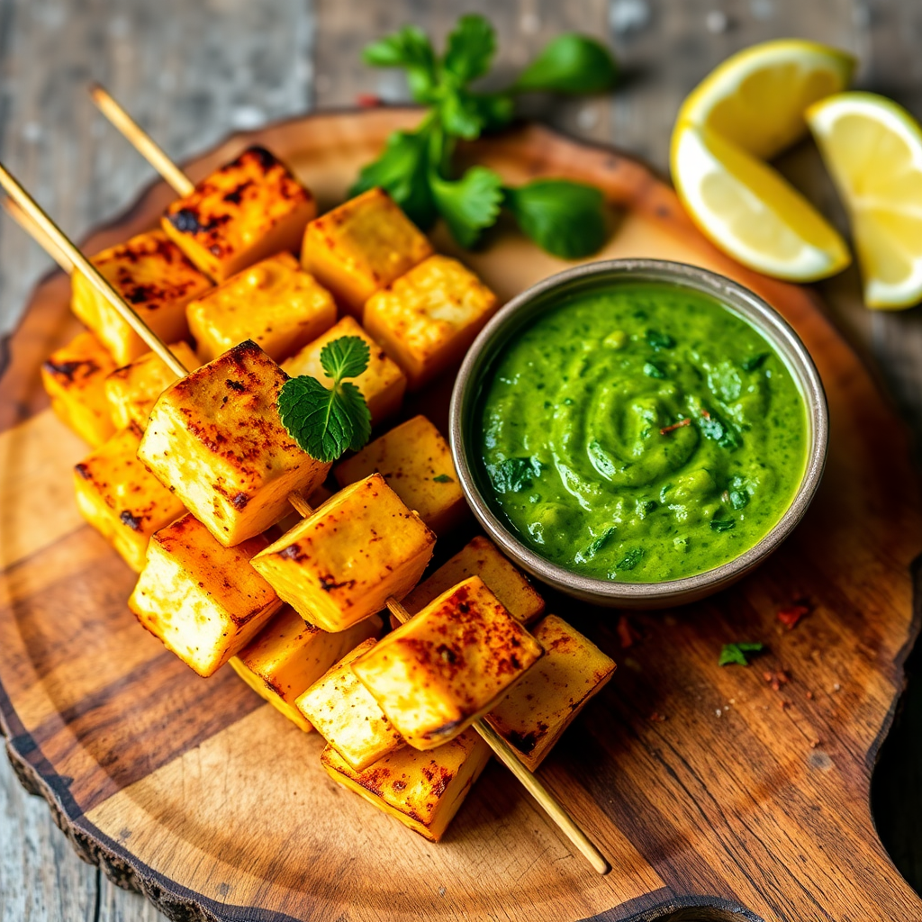 The Best Tandoori Paneer with Mint Chutney