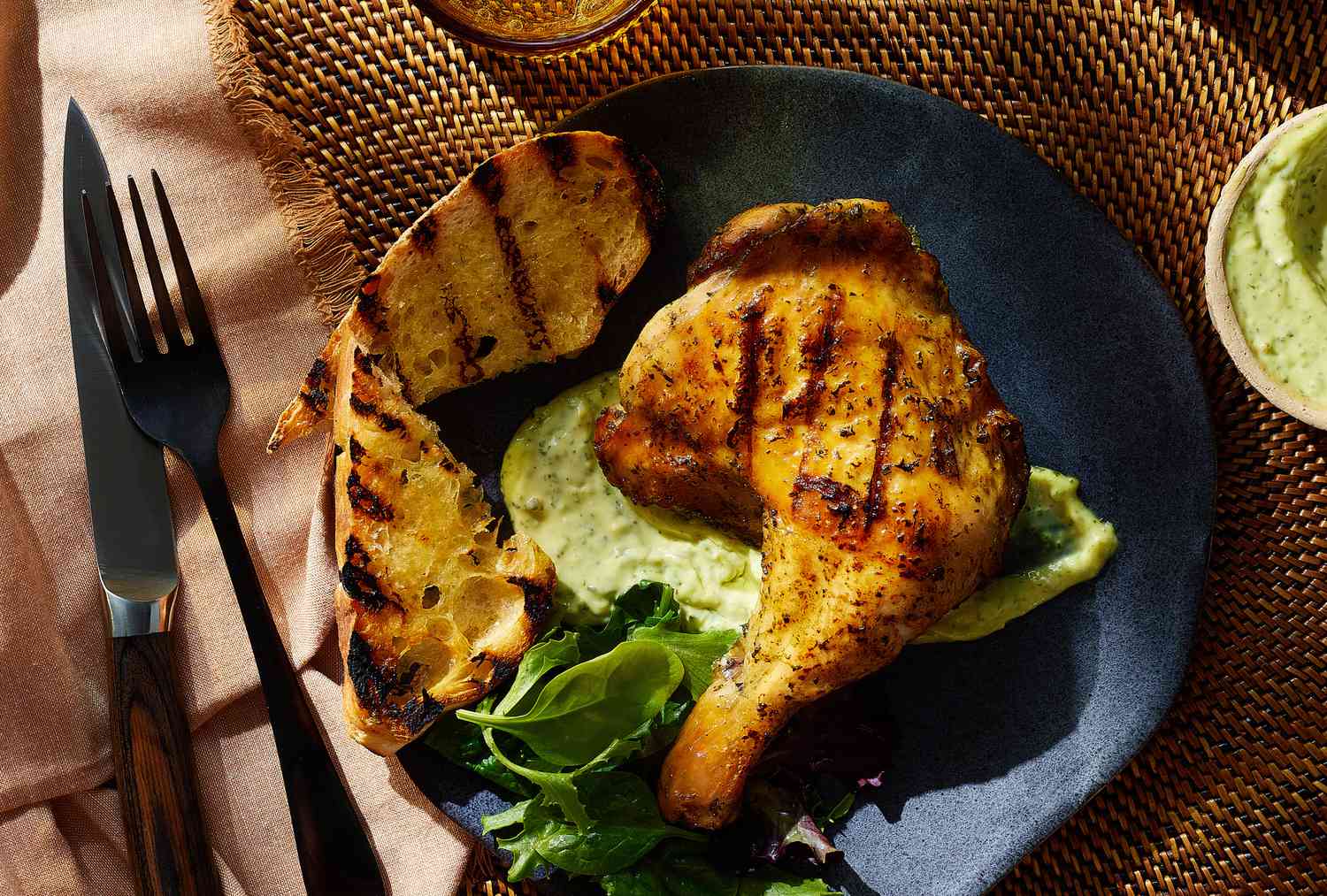Grilled Herb-Marinated Chicken with Roasted Pepper Medley