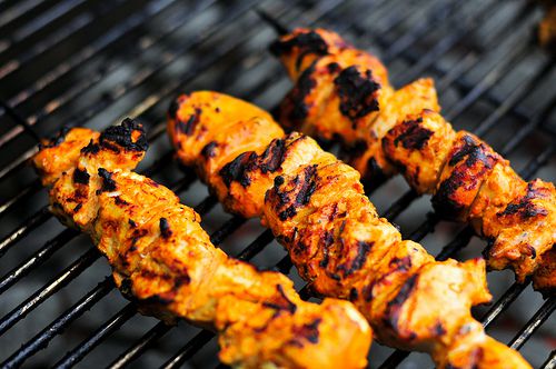 Grilled Iraqi-Inspired Chicken Kebabs with Tamarind Yogurt Sauce