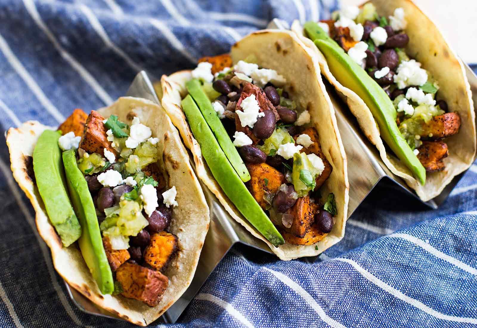 Baked Maple-Glazed Sweet Potato and Black Bean Tacos