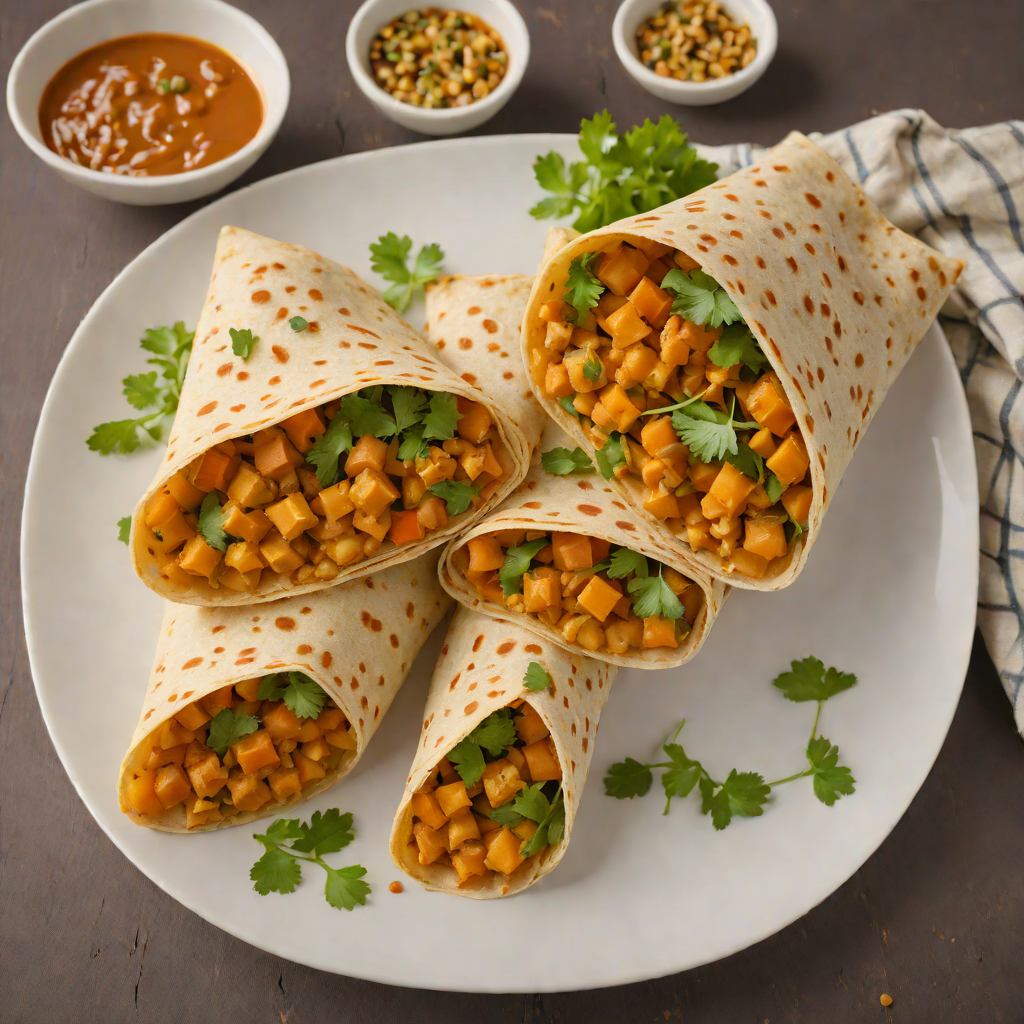 Curry Chickpea and Pumpkin Roti Wrap