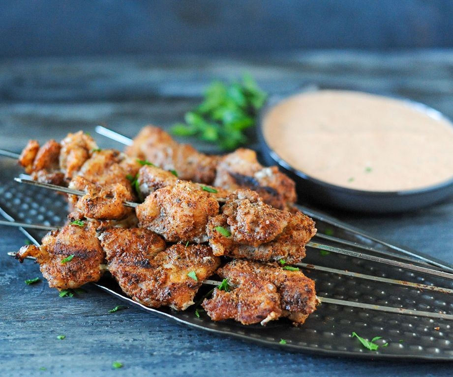 Grilled Lemon-Oregano Chicken Souvlaki with Tzatziki