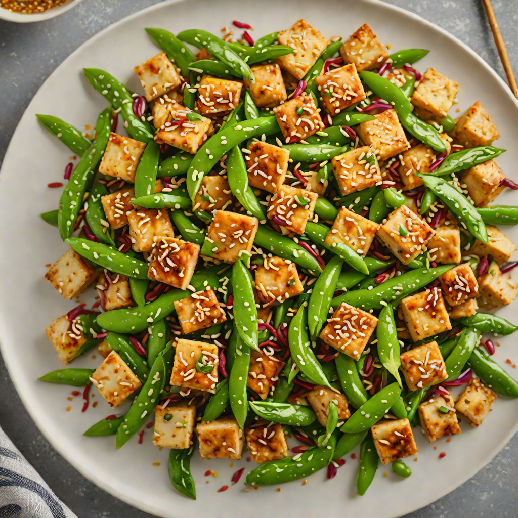 Seared Sesame-Ginger Tofu Stir Fry with Snow Peas