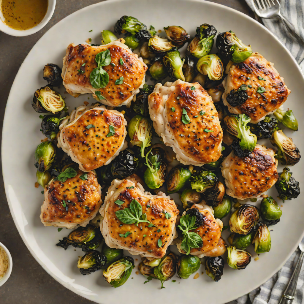 Sautéed Garlic Butter Chicken Thighs with Roasted Brussels Sprouts