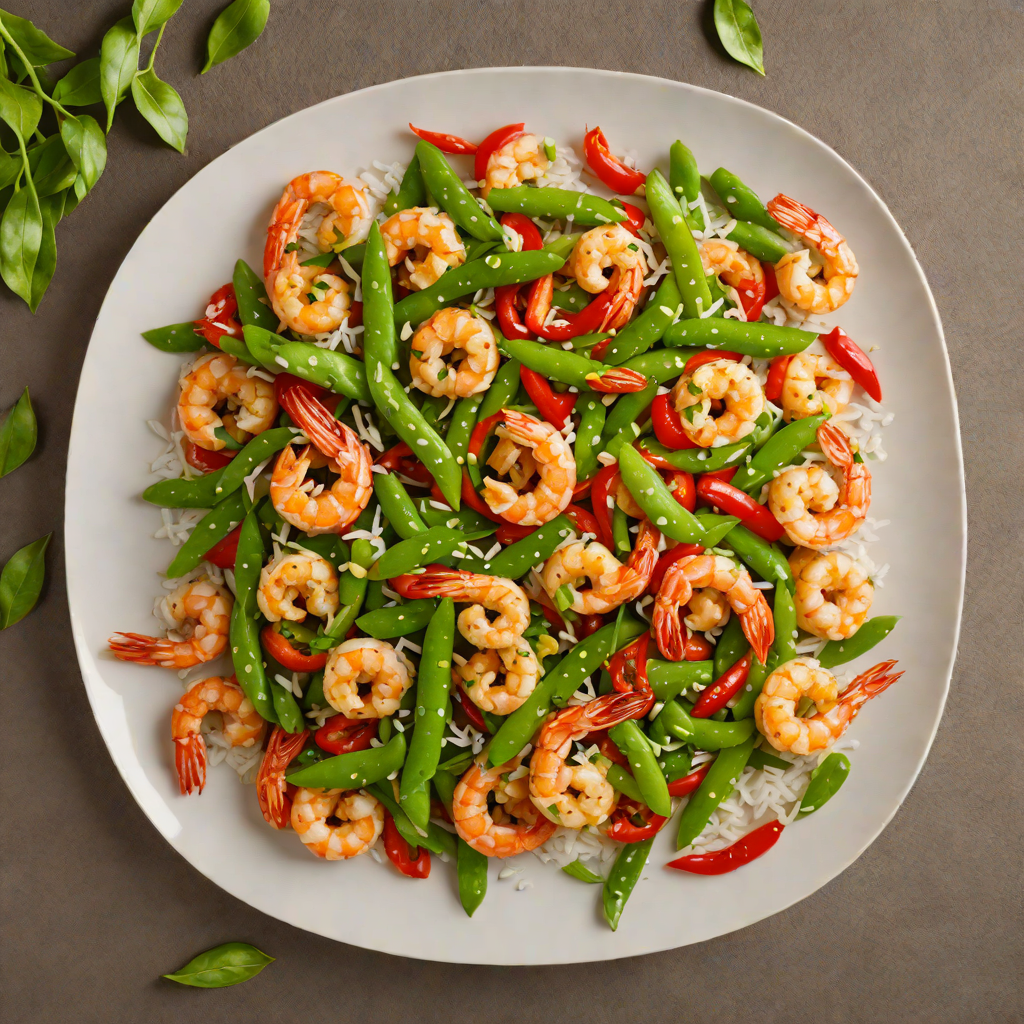 Quick Stir-Fried Garlic Shrimp with Snow Peas and Bell Peppers