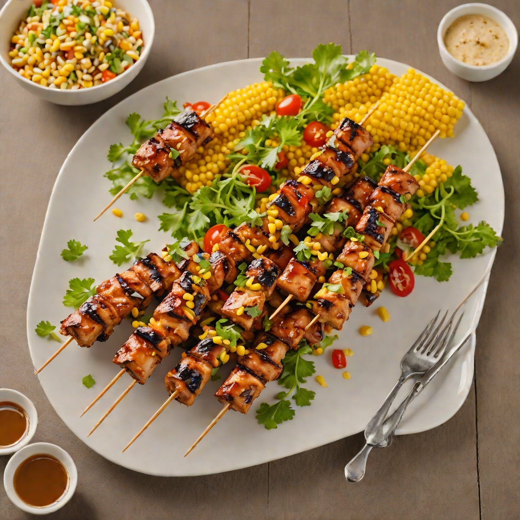 Grilled Soy-Glazed Chicken Skewers with Illinois Corn Salad