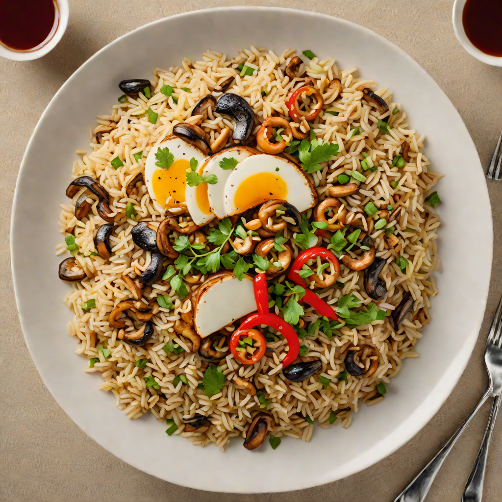 Sautéed Soybean and Mushroom Rice Bowl with Garlic-Chili Oil
