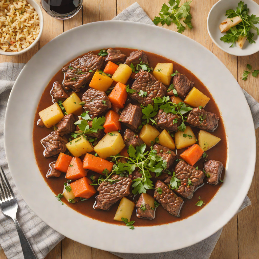 Slow-Simmered Beef and Red Wine Stew with Root Vegetables