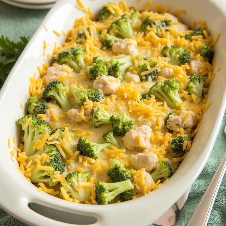 Cheese-Topped Chicken and Broccoli Casserole