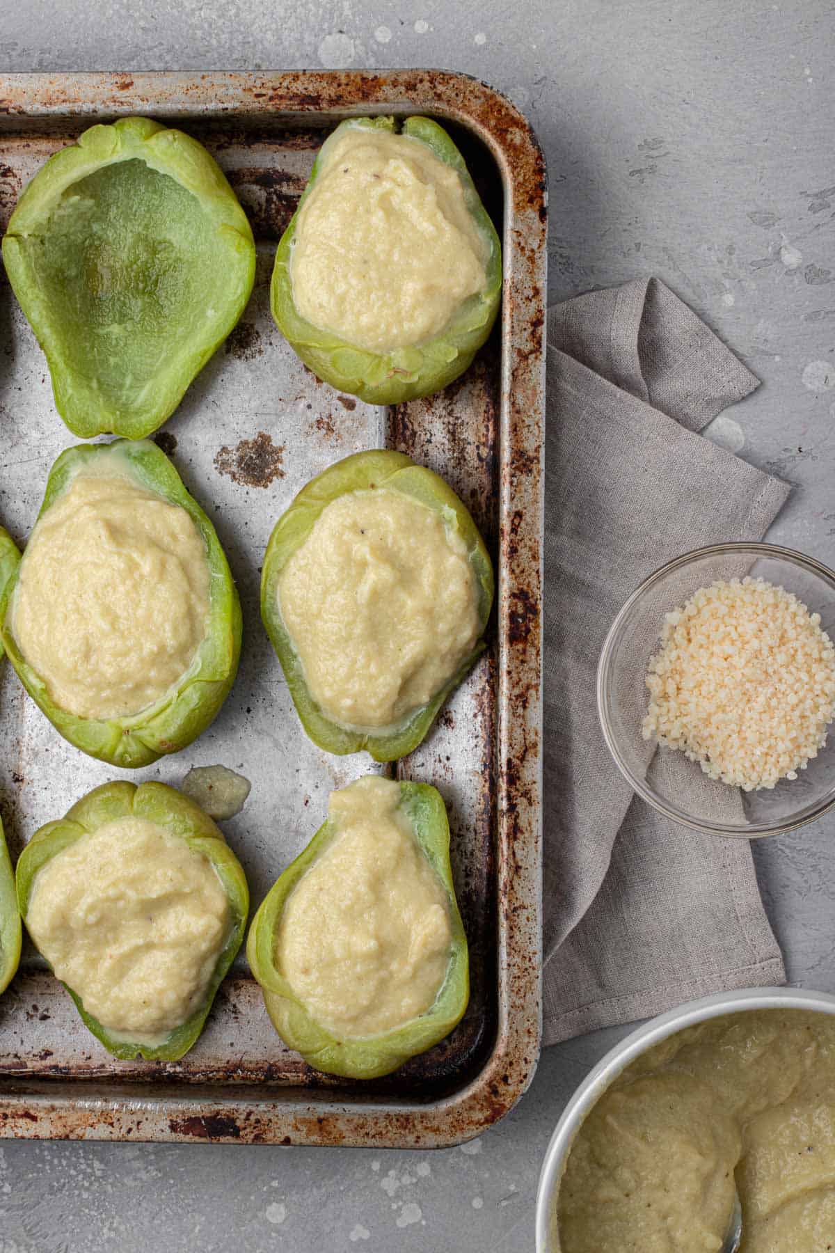 Seared Chayote Halves Stuffed with Sweetened Puree