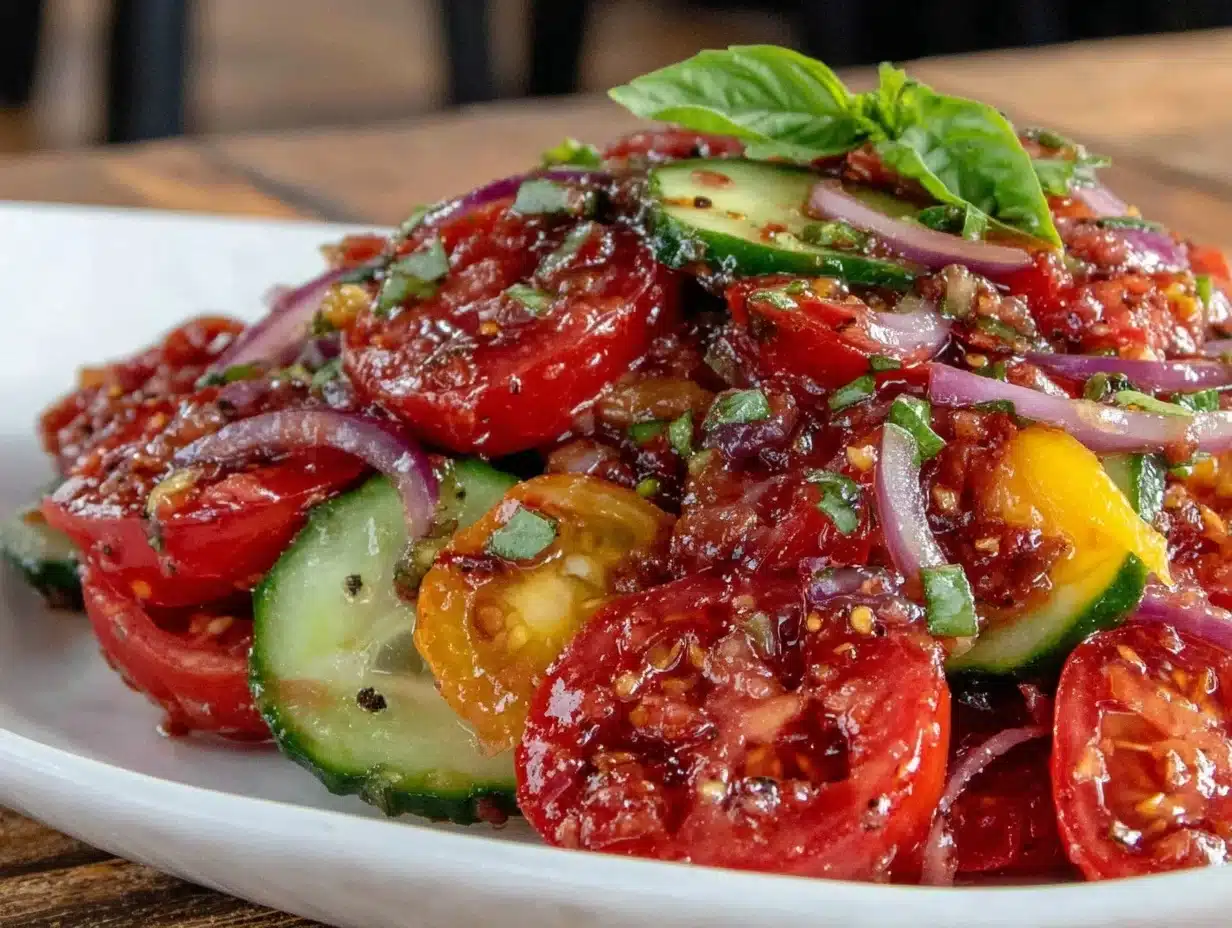 Tangy Vinagrete Salad with Tomato and Red Onion