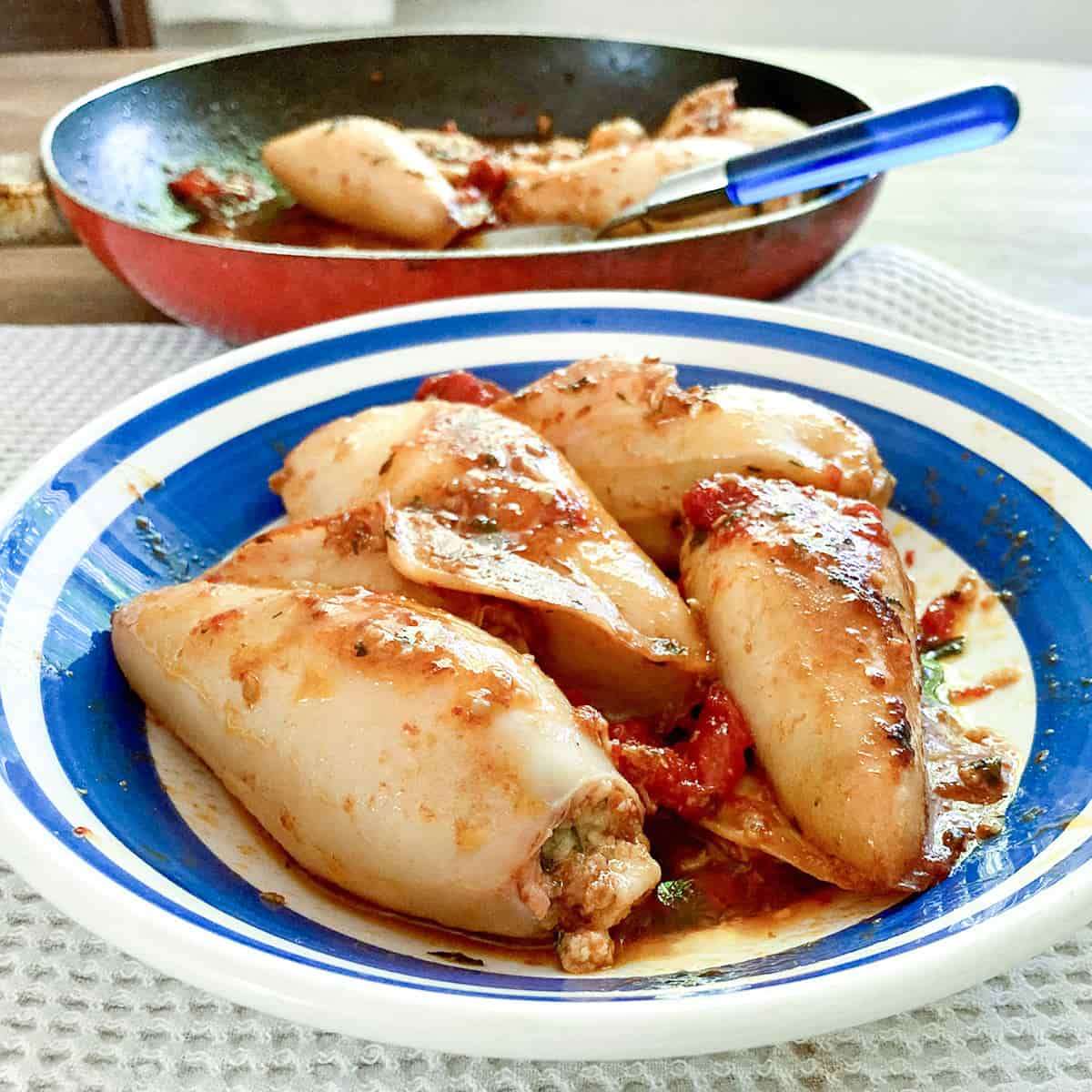 Baked Squid Stuffed with Herb and Garlic Breadcrumbs