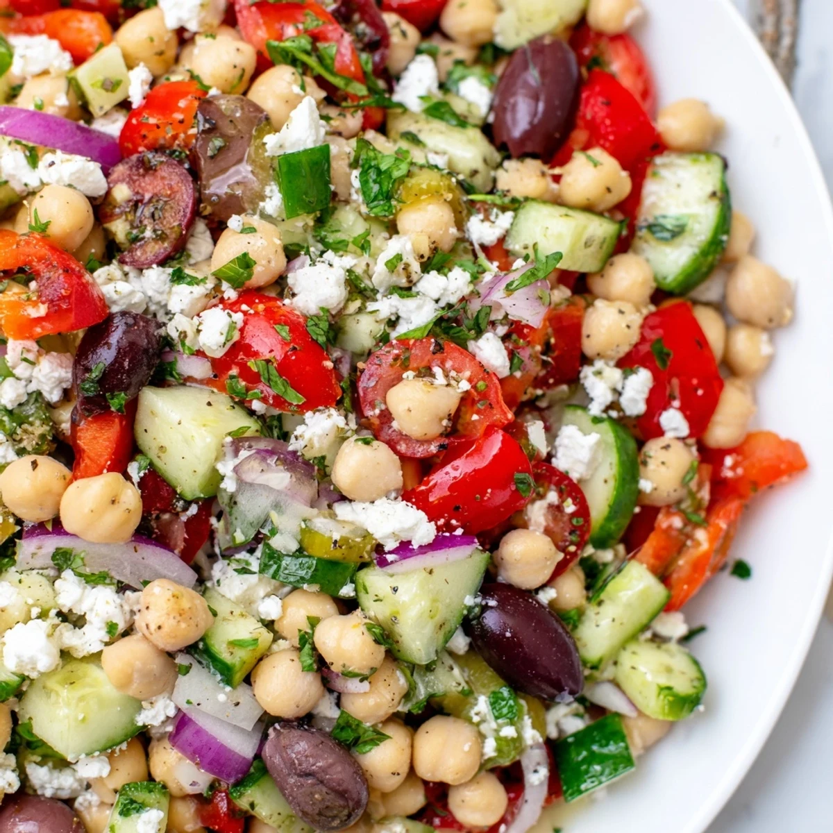 Simple Mediterranean Chickpea Salad with Lemon Dressing