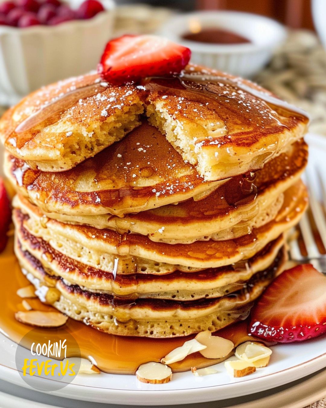Fluffy Keto Almond Flour Pancakes with Raspberry Coulis