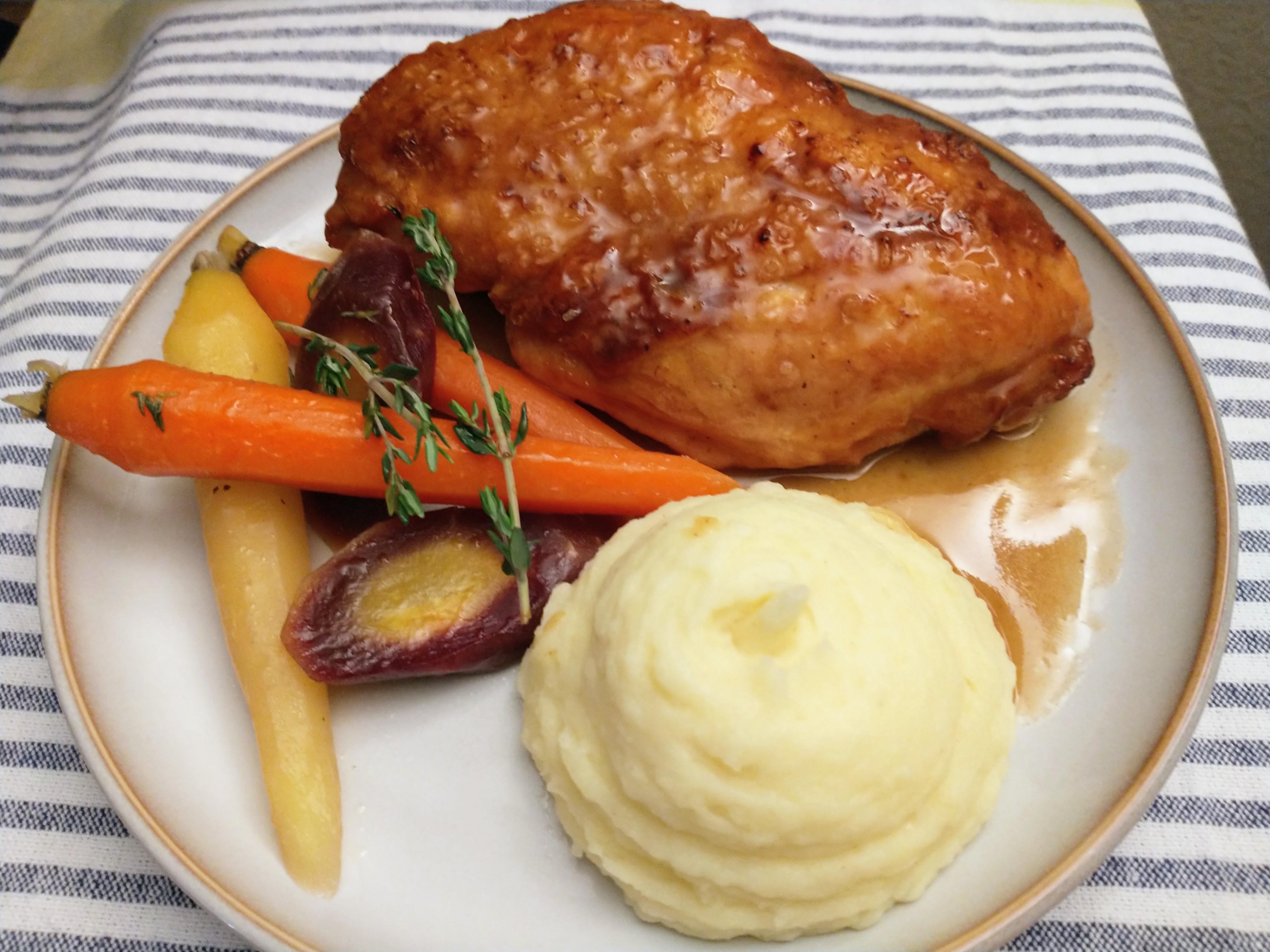 Pan-Seared Chicken with Whiskey-Glazed Carrots