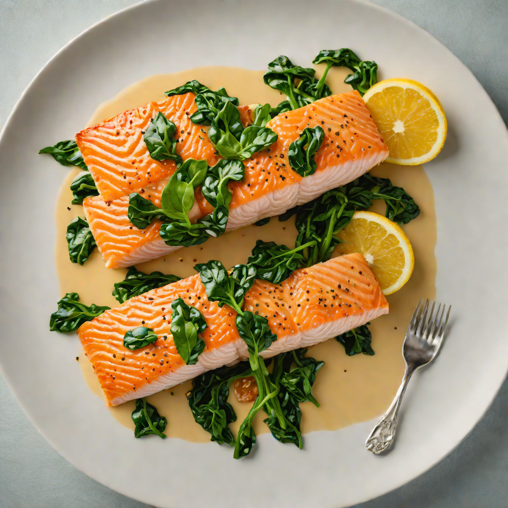 Pan-Seared Salmon with Citrus-Butter Sauce and Sautéed Spinach