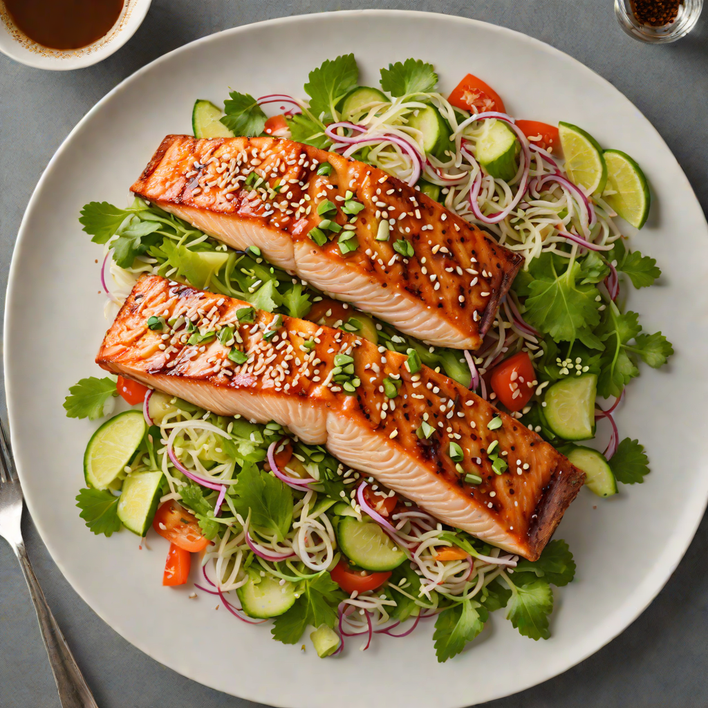 Grilled Miso-Glazed Salmon with Sesame and Scallion Salad
