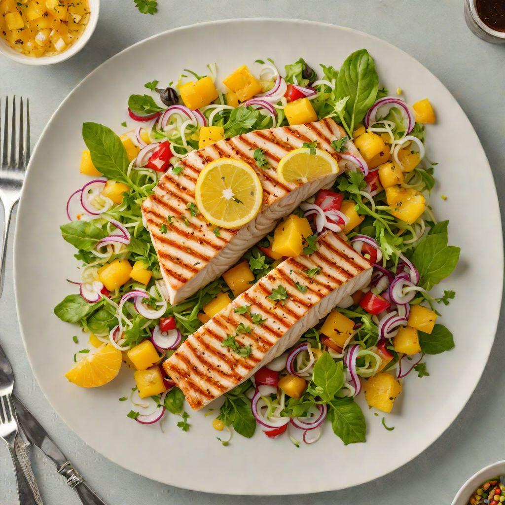 Grilled Citrus-Herb Swordfish with Tropical Beach Salad