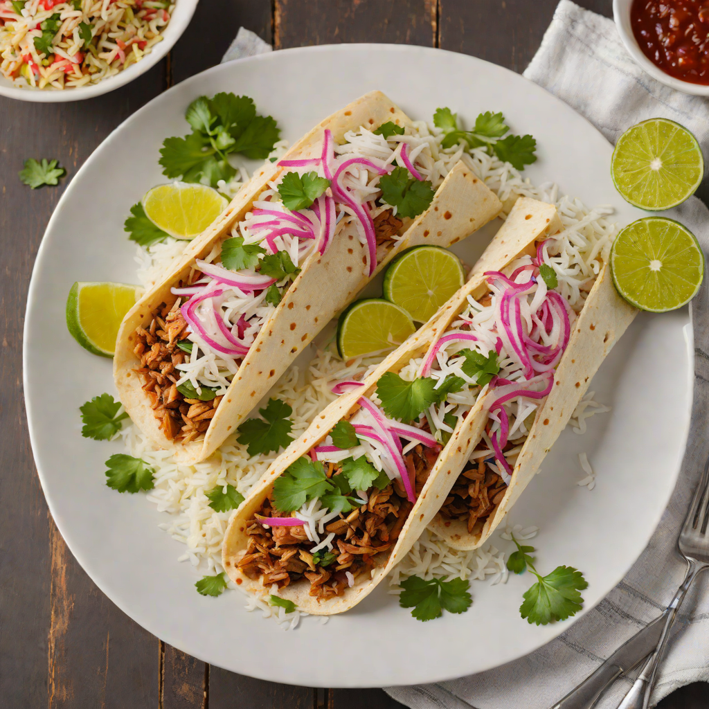 Mission-Style Carnitas Burrito with Pickled Red Onion and Cilantro Lime Rice