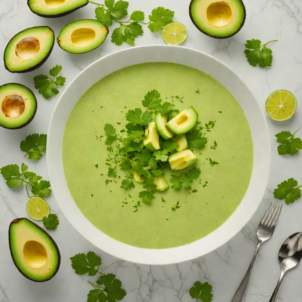 Chilled Avocado-Cucumber Soup with Cilantro and Lime