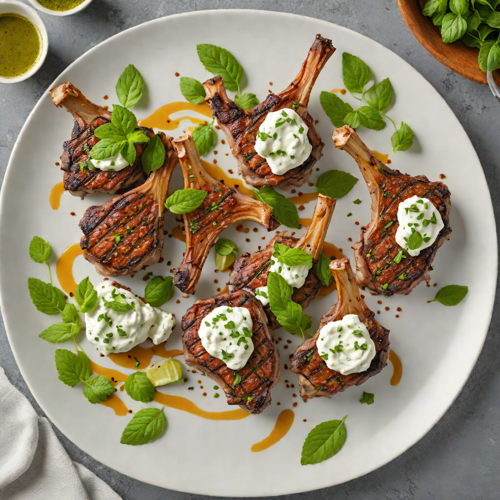 Pan-Seared Lamb Chops with Tzatziki and Mint Pesto