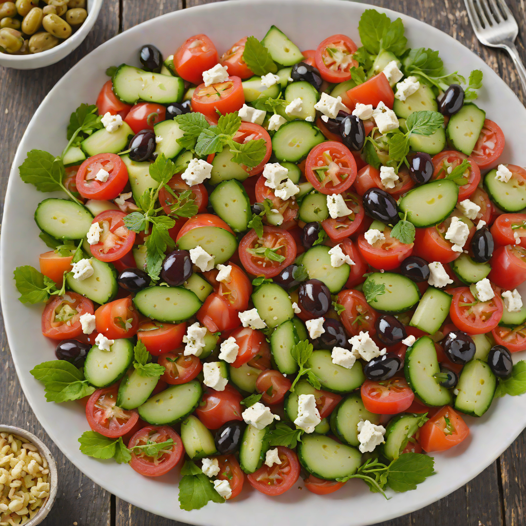 Greek-Inspired Tomato and Cucumber Salad with Feta and Olives