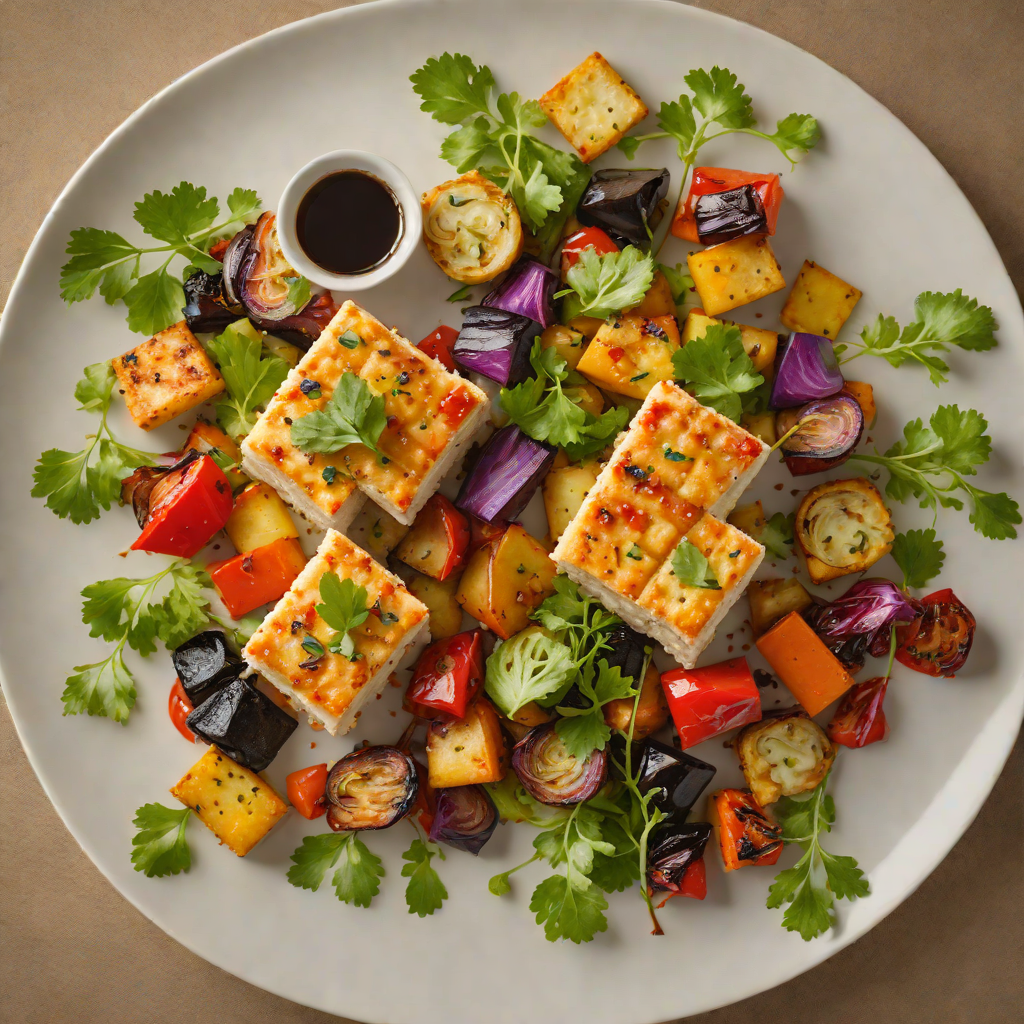 Four-Square Baked Tofu with Roasted Vegetables