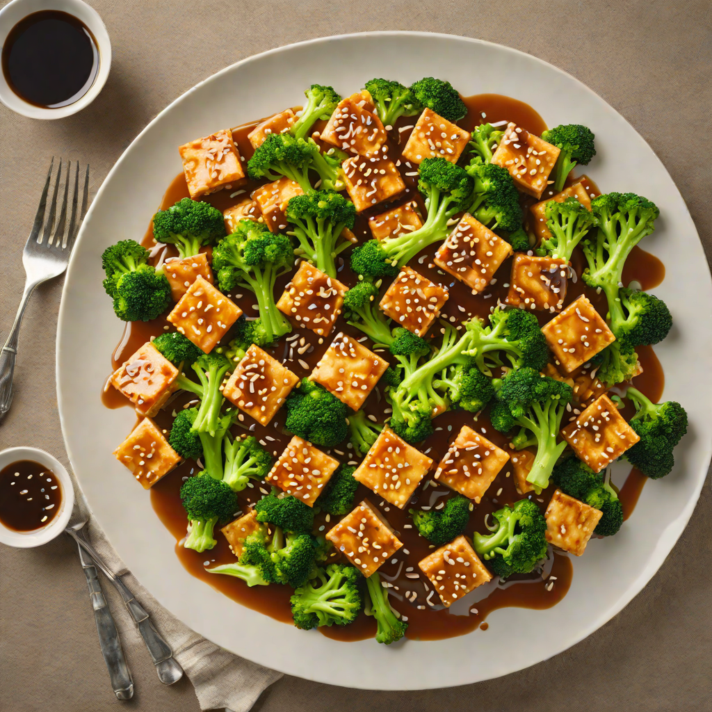 Stir-Fried Tofu with Garlic-Ginger Broccoli and Soy Sauce Glaze