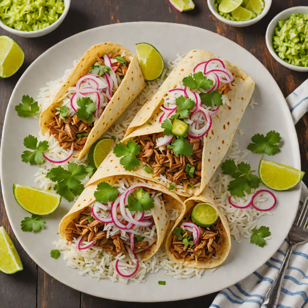 Mission-Style Carnitas Burrito with Cilantro Lime Rice and Pickled Onions