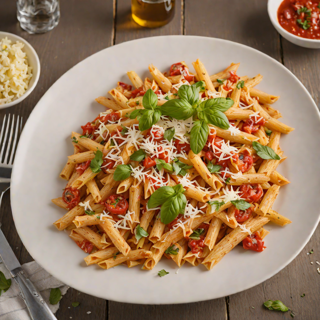 Four-Cheese Baked Penne with Tomato Basil Sauce