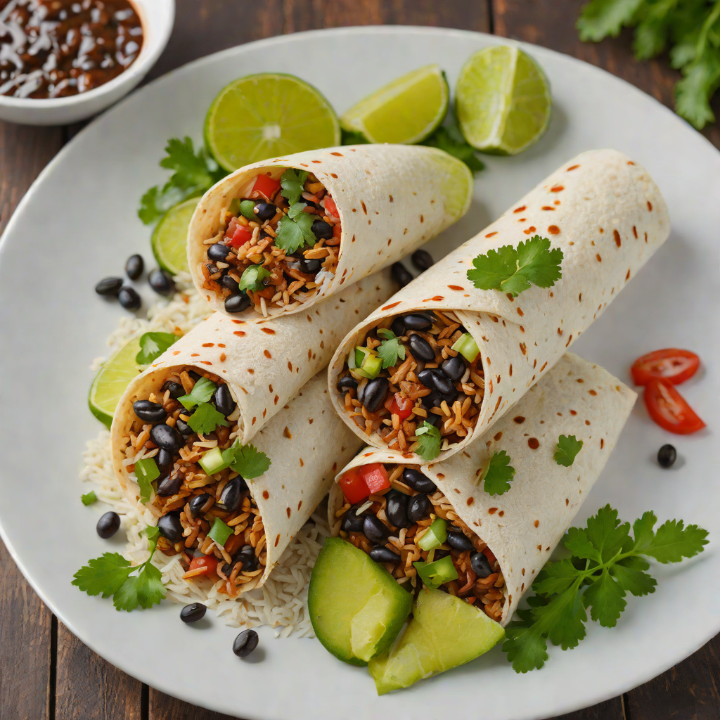 Spicy Mission-Style Burrito with Cilantro-Lime Rice and Black Beans