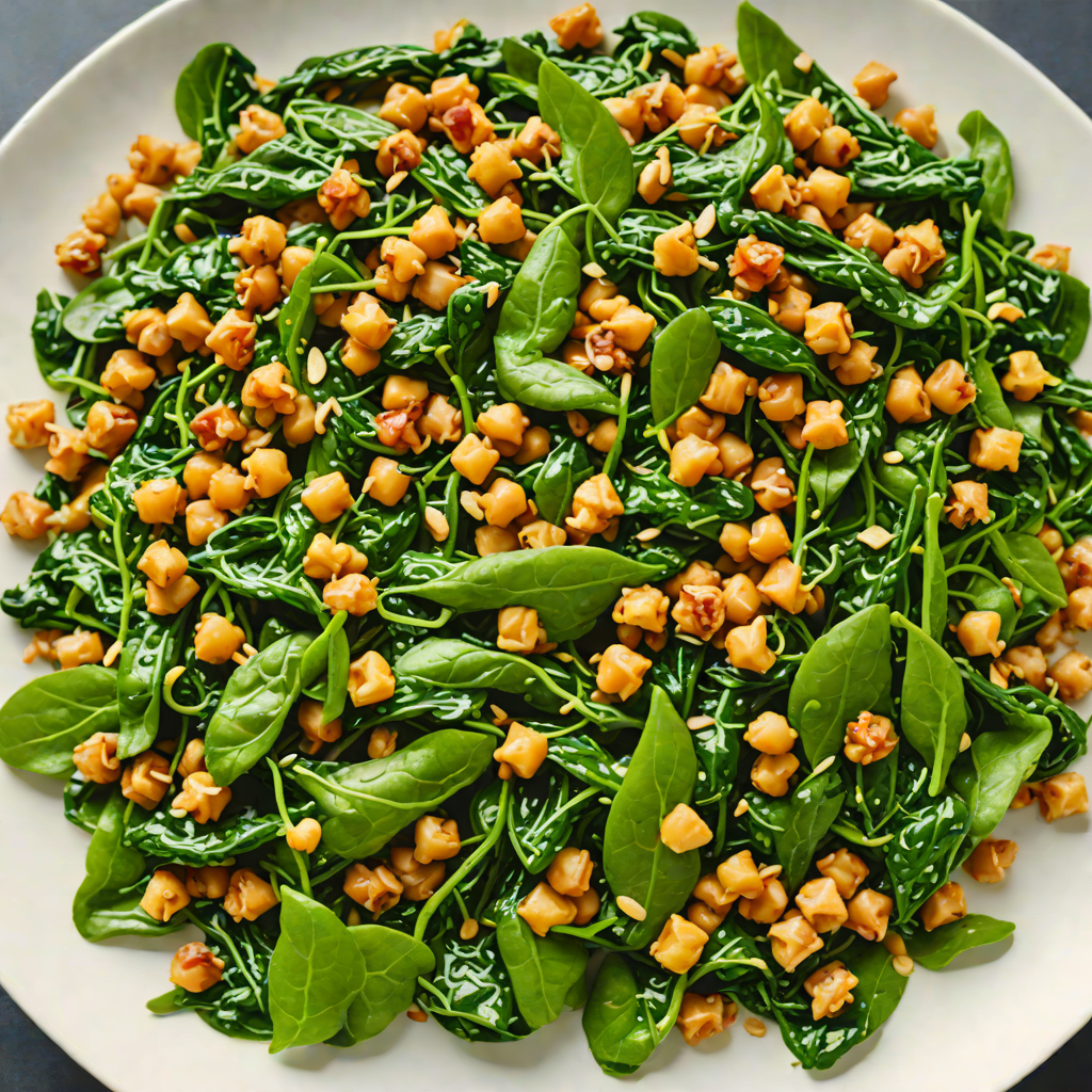 Quick Sautéed Garlic Spinach with Toasted Chickpeas