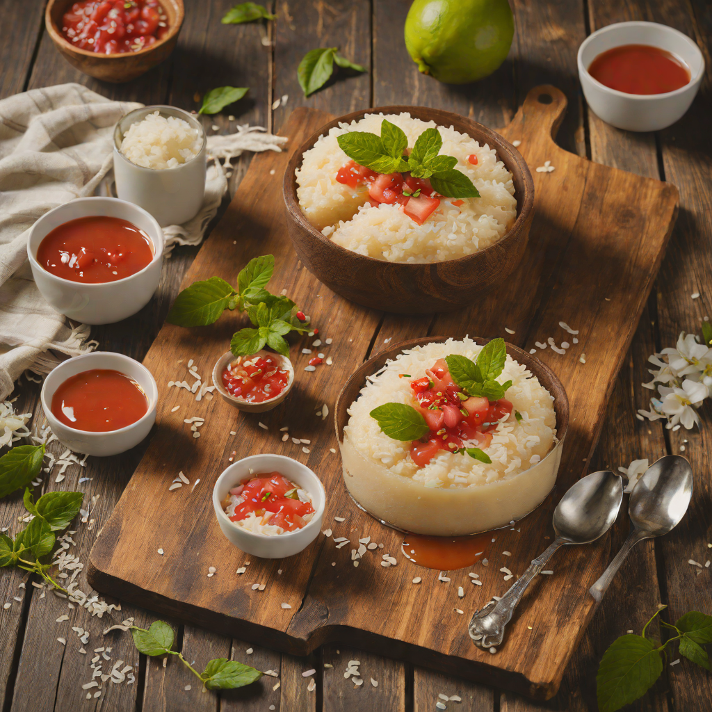 Steamed Tapioca and Coconut Pudding with Brazilian Guava Sauce