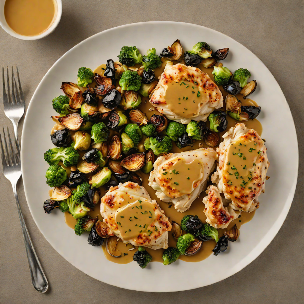 Sautéed Chicken with Honey Mustard and Roasted Brussels Sprouts