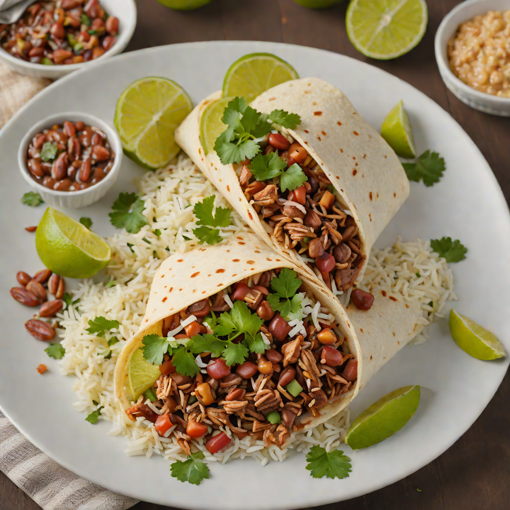 Mission-Style Carnitas Burrito with Cilantro-Lime Rice and Pinto Beans